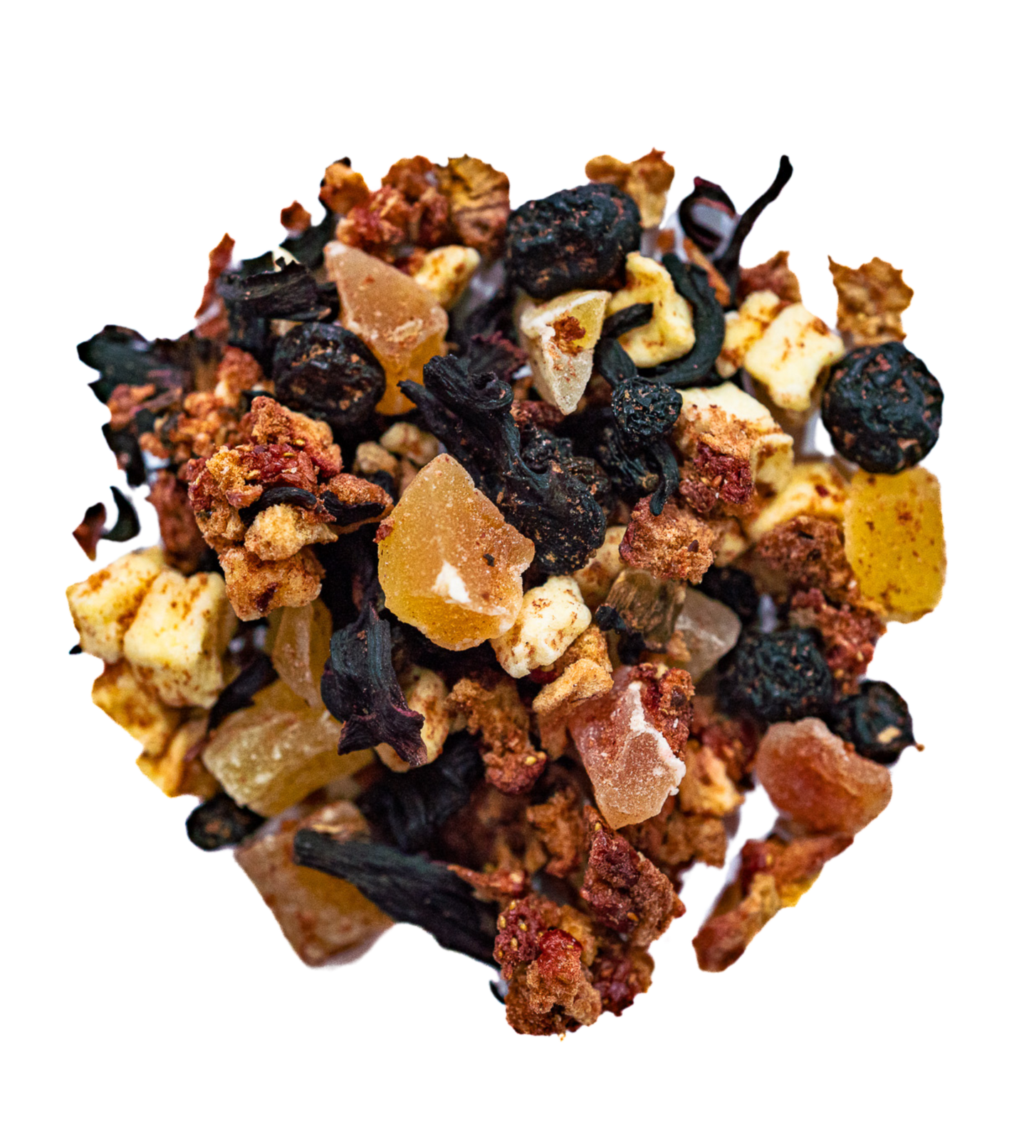 Cotton Candy Loose Leaf Tea from Wonderland Tea Co isolated on a white background.  Premium loose leaf tea. 